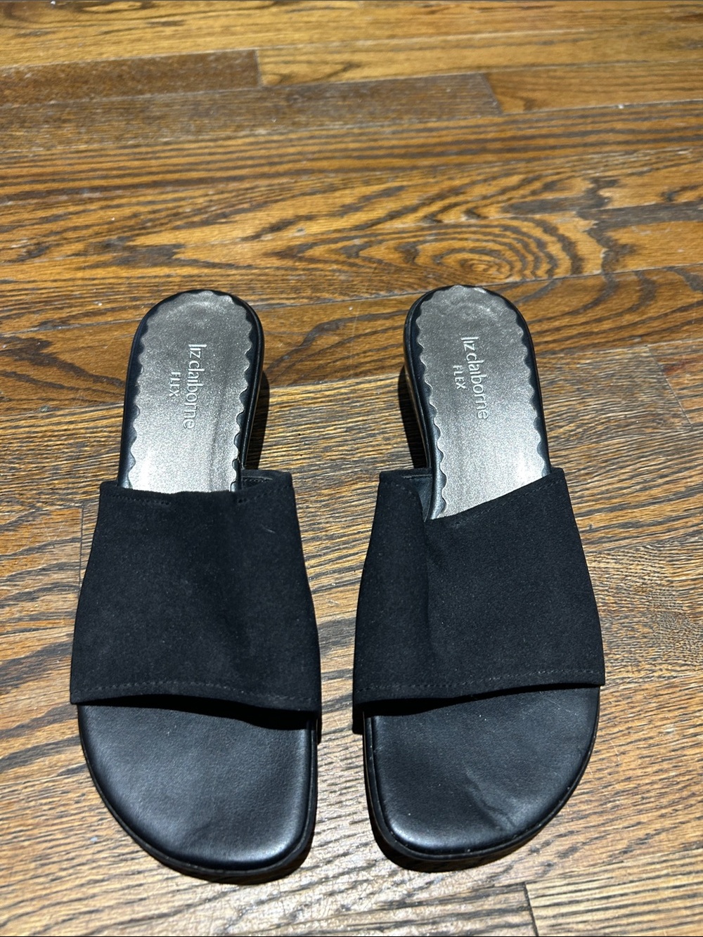Liz Claiborne Black Suede Slide Mules
